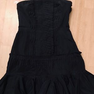 BCBG MAX AZARIA navy, strapless, ruffled dress